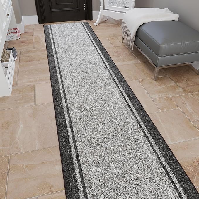 Ottomanson Aisle Runner Rug 2'7" x 46' – Soft Non-Slip Rug, Low Pile Carpet for Hallways, Events, Churches & Extra-Long Indoor Spaces, Border Brown