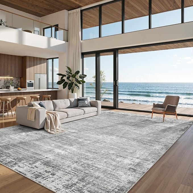 zesthome 9x12 Area Rugs for Living Room, Non-Slip Backing Washable Rug, Modern Abstract Area Rug, Stain Resistant Rugs for Bedroom, Ultra-Thin Large Area Rugs, Area Rug 9x12