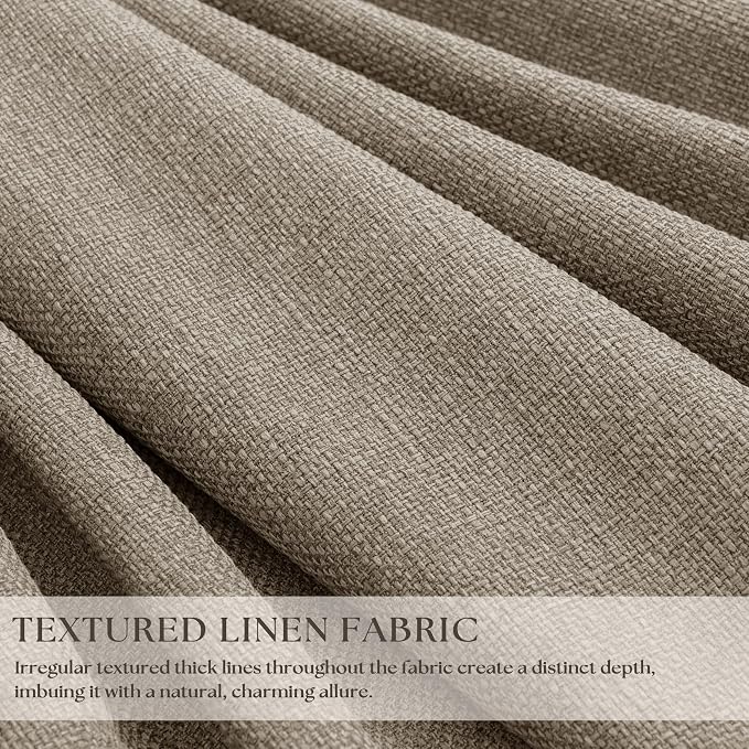 Greige Pleated Blackout Curtains 96 Inches Long 2 Panels for Dining Living Room Darkening Neutral Memory Shape Pinch Pleat Black Out Heavy Duty Thermal Insulated Curtain Drapes with Liner Deep Flax