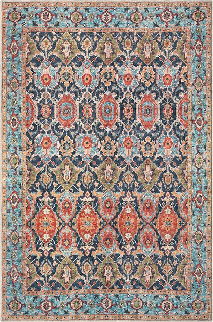 Keen Home Design 9x12 Rug - Machine Washable Area Rug with Non-Slip Backing, Ideal for Living Room, Dining Room, Bedroom - Vintage, Easy Clean, Durable, Low Pile Rug - (9' x 12')