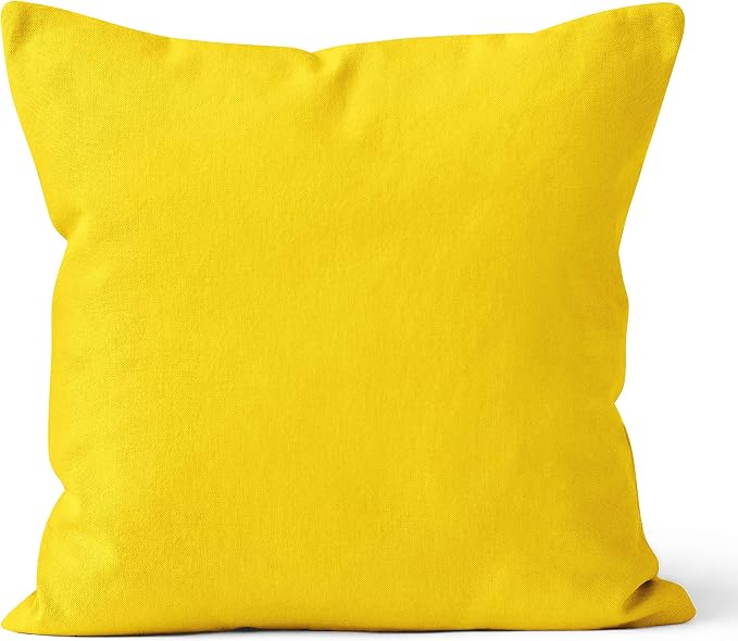 Encasa XO Throw Pillow Covers 18x18 in Set of 2 Sunbeam Yellow | No Inserts | Cotton Pillow Covers for Living Room, Bed, Sofa, Couch | Decorative Cushion Covers with Improved Zipper