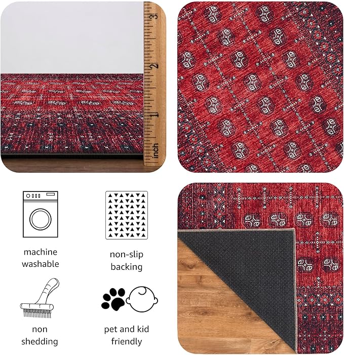 Keen Home Design 2x3 Rug - Machine Washable Entry Rug with Non-Slip Backing, Ideal for Enteryway, Kitchen, Bathroom, Laundry Room - Vintage, Easy Clean, Durable, Low Pile Rug - (2' x 3')