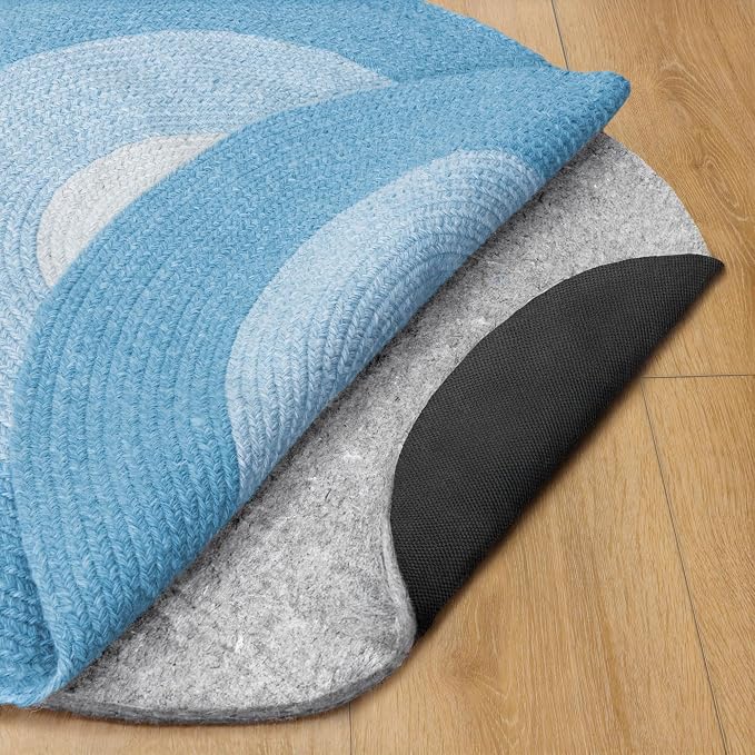 RUGPADUSA - Dual Surface - 4' Round - 3/8" Thick - Felt + Rubber - Enhanced Non-Slip Rug Pad - Adds Comfort and Protection - for Hard Surface Floors