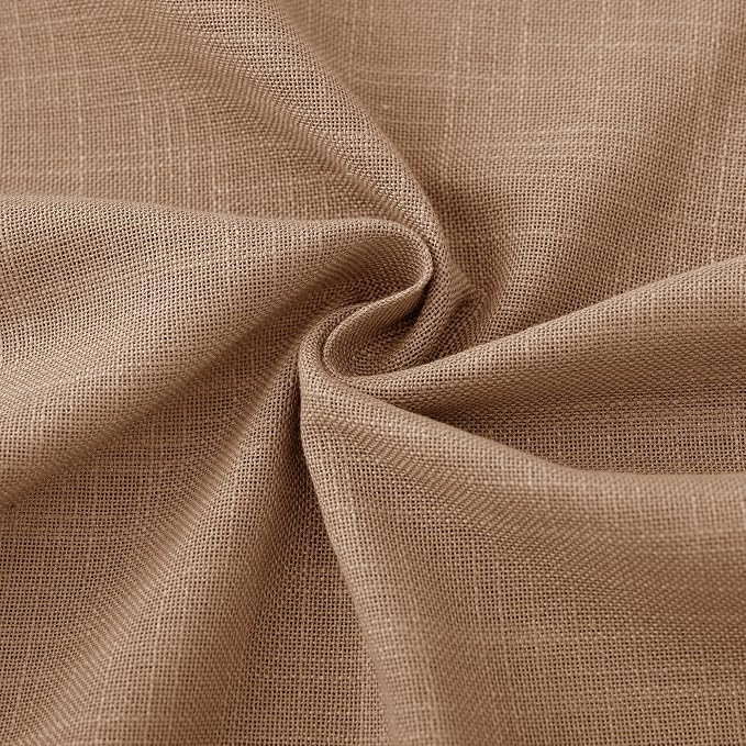 Brown Curtains for Living Room Back Tab Modern Farmhouse Semi Sheer Brown Curtains 45 inches Long 2 Panels Set Muted Neutral Window Curtain for Dining Room Bedroom 52x45
