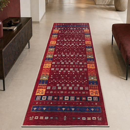 Keen Home Design 30"x144" Rug - Machine Washable Runner Rug with Non-Slip Backing, Ideal for Hallway, Entryway, Kitchen, Laundry Room - Vintage, Easy Clean, Durable, Low Pile - (2'6" x 12')