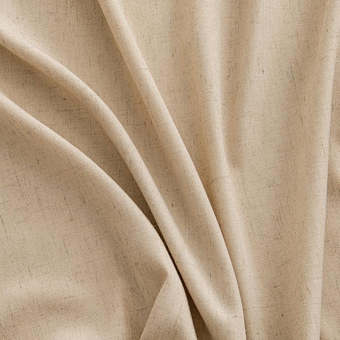 MIULEE Non-See-Through Privacy Linen Curtains 2 Panels, Light Filtering Window Curtains Farnhouse Textured Back Tab Semi Sheer Drapes for Bedroom Living Room, 52 x 90 Inches Long, Light Brown