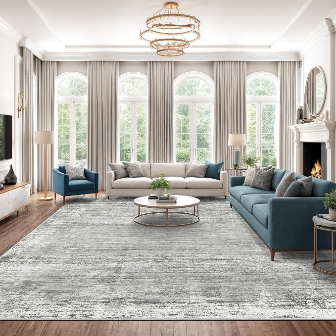 zesthome 10x12 Area Rugs - Large Modern Abstract Washable Rug, Low Pile Living Room Rug, Soft Anti-Skid Indoor Rugs, Non-Shedding Carpets for Bedroom Dining Living Farmhouse Nursery Home Office