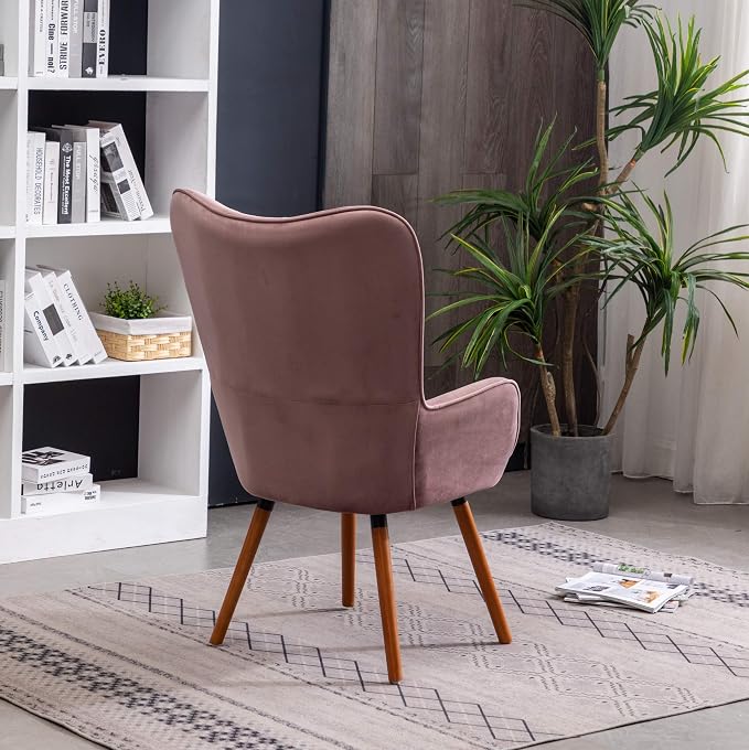 Roundhill Furniture Doarnin Contemporary Silky Velvet Tufted Button Back Accent Chair, Mauve