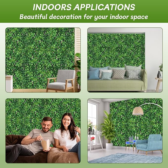 fanado Artificial Grass Wall Panels 20"x20"(6pcs), Hedge Green Wall Decor Backdrop, UV-Anti Fake Greenery Plant Wall Boxwood Panels for Privacy Fence Screen Outdoor Indoor Wedding Garden Backyard