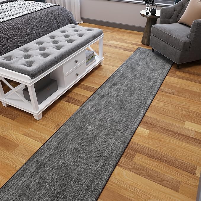 Ottomanson Hallway Runner Rug 2'7" x 14' – Soft Non-Slip Rug, Low Pile Carpet for Entryway, Kitchen & Long Hallways in Apartments and Homes, Solid Brown