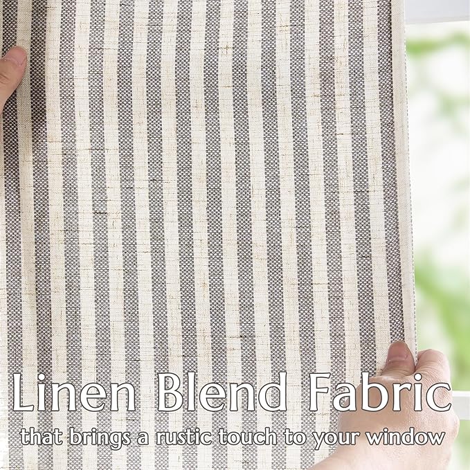 jinchan Linen Curtains 84" Charcoal Grey Stripe on Beige Back Tab 2 Panels | Curtains For Living Room Bedroom,Ticking Stripe, Farmhouse Cottage Core Rustic,Rod Pocket Window Treatment,Light Filtering