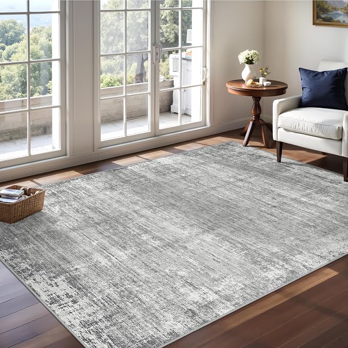 zesthome 3x5 Area Rugs, Modern Washable Rug, Non-Slip Rugs for Living Room, Stain Resistant Abstract Rugs, Ultra-Thin Indoor Area Rug 3x5, Home Decor Grey Rug