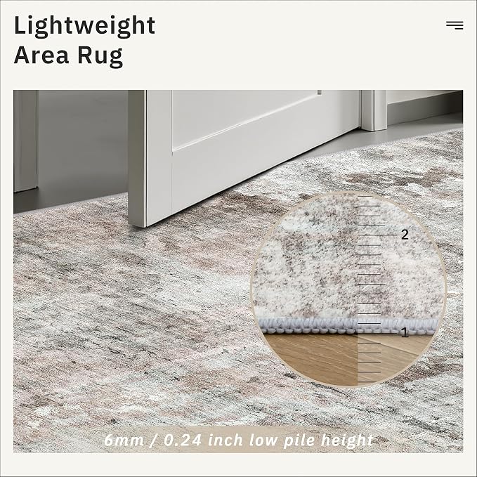 Soalmost Runner Rug 2x6 Washable Non-Slip Kitchen Runner Rugs for Bathroom Laundry Room Pink/Grey Vintage Floor Carpet Runners for Hallway Entryway