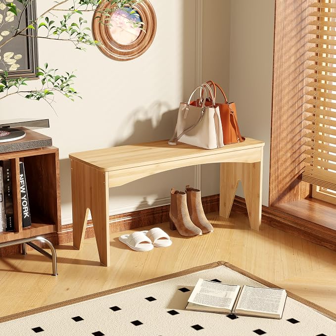 APRTAT Bamboo 35.4" Dining Room Bench, Long Indoor Shoe Bench Seat, Natural | 450LBS Weight Capacity, 2-Person Seat, Rounded Safety Corners, Multi-Scene Use, Easy Assembly
