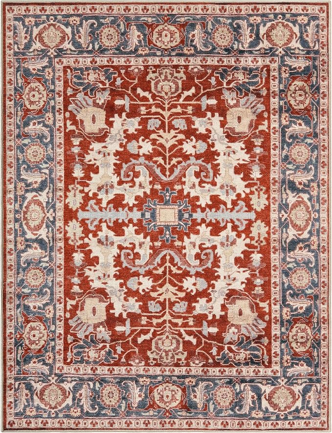 Keen Home Design 3x5 Rug - Machine Washable Entry Rug with Non-Slip Backing, Ideal for Enteryway, Kitchen, Bathroom, Laundry Room - Vintage, Easy Clean, Durable, Low Pile Rug - (3' x 5')