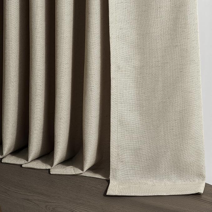 Topfinel 108 Inch Pinch Pleated Linen Curtains 2 Panels,Grey Beige Semi Sheer Curtains with Pleated Hooks Back Tab for Track System,Extra Long 9ft Curtain for Living Room Bedroom,40x108,Natural