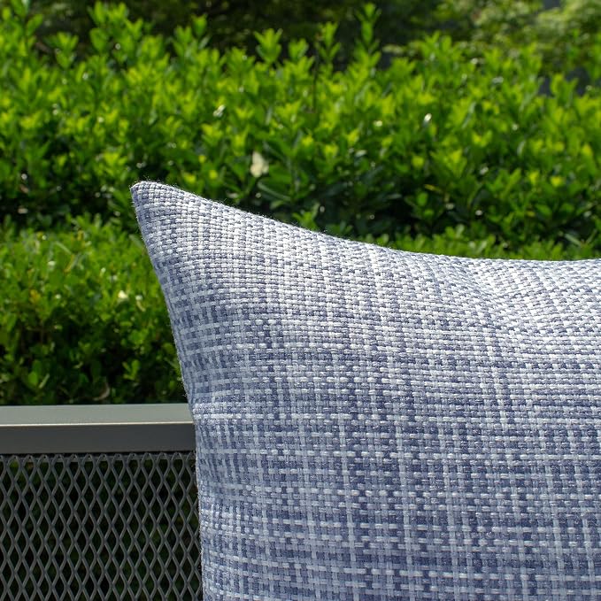 Kevin Textile Pack of 2 Decorative Outdoor Waterproof Throw Pillow Covers Lumbar Pillowcases Modern Cushion Cases for Patio Couch Bench 12 x 20 Inch Purple Blue