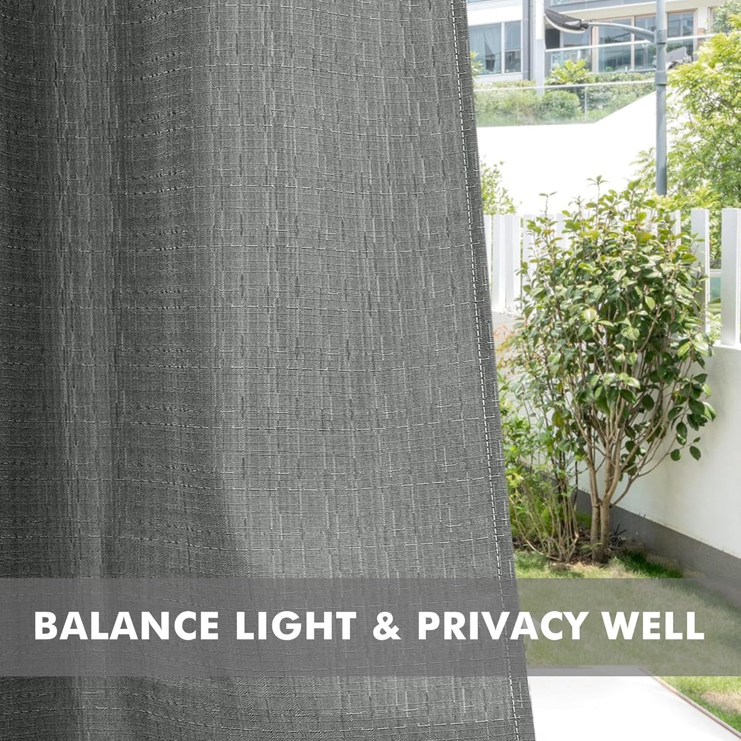 HolidayIdeas 4 Panels Linen Outdoor Curtains for Patio Waterproof Curtains 95 Inch Length-Indoor/Outdoor Curtains Weatherproof, Privacy for Pergola, Porch, Gazebo-110 Wide x 95" Long Light Grey