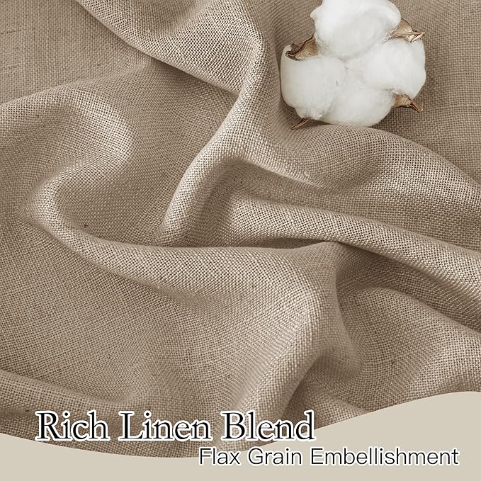 RYB HOME Linen Sheer Curtains for Living Room, Boho Classic Linen Blend Elegant Light Filtering Privacy Protected Panels Ceiling Curtains for Bedroom Gym Room, Khaki, 52" W x 108" L, 2 Panels