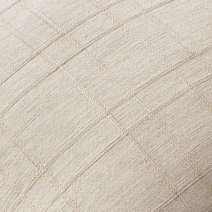 MIULEE Decorative Linen Check Throw Pillow Covers Neutral Farmhouse Vintage Pillow Covers 20x20 Set of 2 Boho Modern Home Decor for Sofa Couch Bedroom Cushion Natural Beige