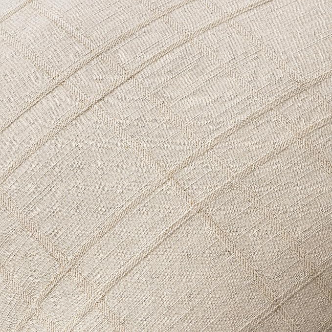 MIULEE Decorative Linen Check Euro Shams Throw Pillow Covers Neutral Farmhouse Vintage Pillow Covers 26x26 Set of 2 Boho Modern Home Decor for Sofa Couch Bedroom Cushion Natural Beige