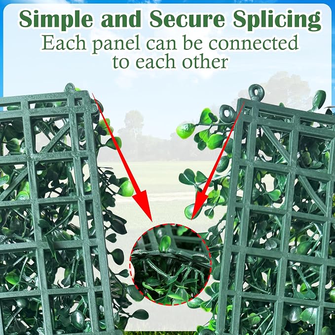Sunnyglade 24 Pieces 20"x 20" Artificial Boxwood Panels Topiary Hedge Plant, Privacy Hedge Screen Sun Protected Suitable for Outdoor, Indoor, Garden, Fence, Backyard and Decor (20in x 20in x 24)