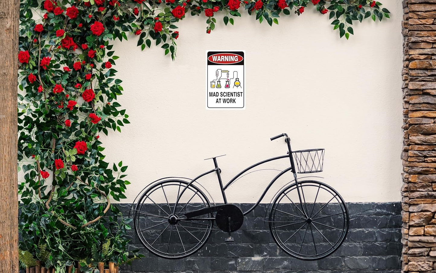 Vintage Tin Sign Retro Metal Funny Warning Mad Scientist At Work Signs for Home Decor Stylish Wall Art Plaques Gift for Bathroom Kitchen and Gothic Wall Decor in Every Room 12x8 in