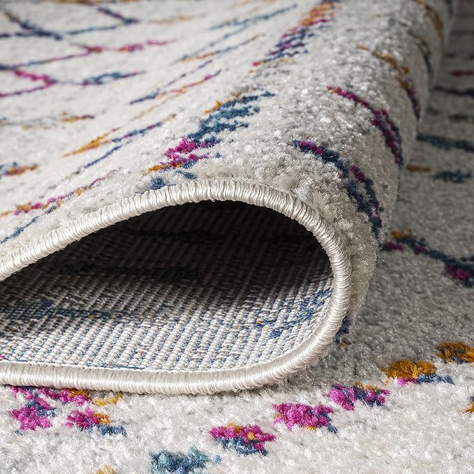 JONATHAN Y Boho Vintage Diamond Cream/Multi Indoor Area Rug 5X8 ft, Moroccan Hype for Living Room, Bedroom, Kitchen, Office, Easy-Cleaning, High Traffic, Pet-Friendly, Non-Shedding (MOH101H-5)