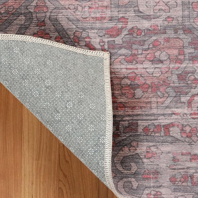 Superior Medallion Indoor Washable Rug, Cotton Backing, Carpet for Dining Table Mud Room, Easy Care, Non-Slip Rug for Dining, Kitchen, Low Pile Area Rug, Manakin Collection, 2' 7" x 8', Teal
