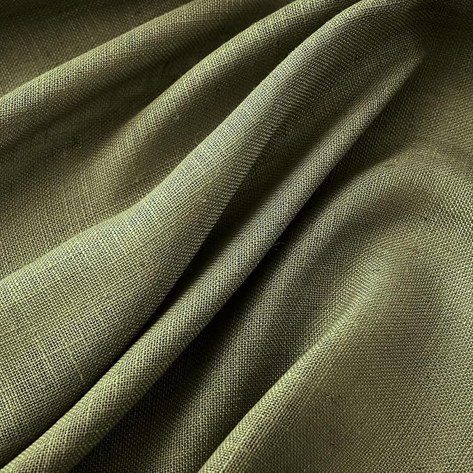 MIULEE Light Olive Green Linen Curtains 72 Inch Length 2 Panels for Bedroom Living Room, Soft Linen Textured Natural Window Drapes Semi Sheer Light Filtering Back Tab Rod Pocket Burlap Look Decor