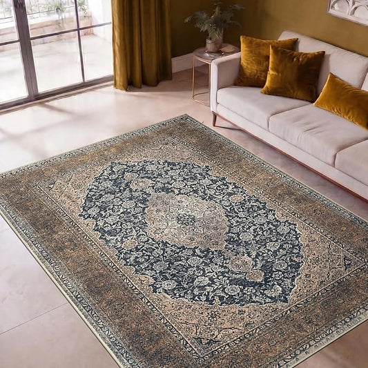 Keen Home Design 3x5 Rug - Machine Washable Entry Rug with Non-Slip Backing, Ideal for Enteryway, Kitchen, Bathroom, Laundry Room - Vintage, Easy Clean, Durable, Low Pile Rug - (3' x 5')