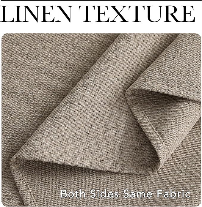 NICETOWN Farmhouse Style 100% Blackout Crisp Faux Linen Curtains 90 inches Long for Living Room, 2 Panels, 52" W, Room Cooling Thermal Insulated Window Draperies for Dining Room, Home Office