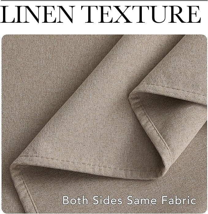NICETOWN Vintage Faux Linen Weave Flax Thermal Curtains for Living Room, W52 x L84 in Per Panel, Set of 2, 100% Blackout Curtains for Bedroom, Window Treatments for Night Shift Workers, Taupe