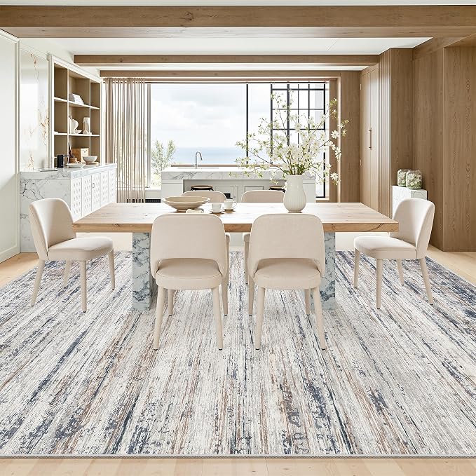 zesthome Area Rugs 8x10 for Living Room Machine Washable Large Rug Modern Abstract Soft Rugs, Indoor Low Pile Carpet with Non Slip Backing for Bedroom Dining Room Nursery(Blue Grey,8'x10')