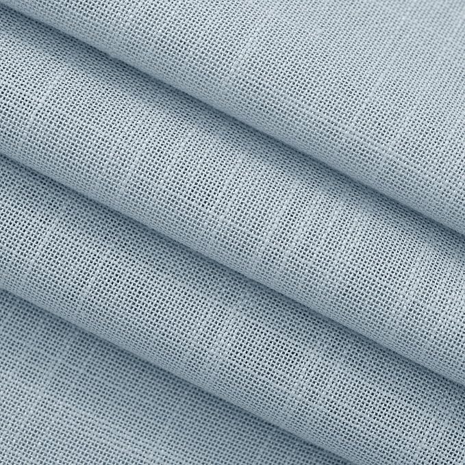 Stone Blue Curtains for Living Room Back Tab Modern Farmhouse Semi Sheer Blue Curtains 45 inches Long 2 Panels Set Muted Neutral Window Curtain for Dining Room Bedroom 52x45