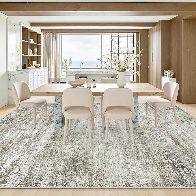 zesthome Area Rugs 8x10 for Living Room Large Washable Modern Abstract Rug, Indoor Low Pile Carpet with Non Slip Backing for Bedroom Kitchen Nursery Home Office Rugs(Green Grey,8'x10')