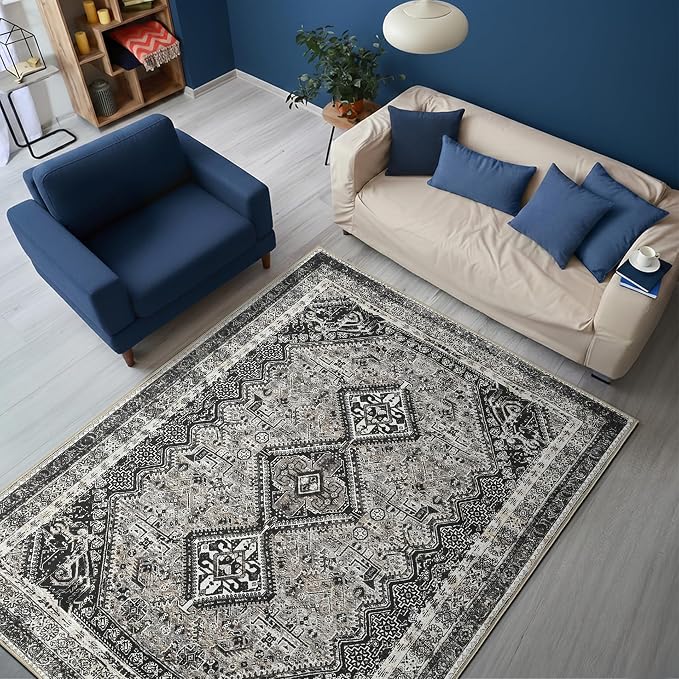 Keen Home Design 3x5 Rug - Machine Washable Entry Rug with Non-Slip Backing, Ideal for Enteryway, Kitchen, Bathroom, Laundry Room - Vintage, Easy Clean, Durable, Low Pile Rug - (3' x 5')