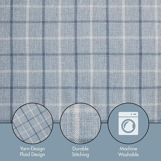 Madison Park Anaheim Cabin Plaid Curtain Window, Thermal Insulated Fleece Lining, Living Room Decor Room Darkening Drape for Bedroom, 1-Single Panel Pack, 50x108, Rod Pocket & Back Tab, Denim Blue