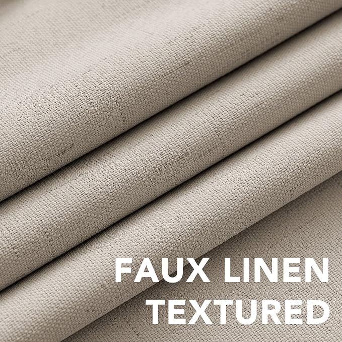 H.VERSAILTEX 100% Blackout Curtains for Bedroom Thermal Insulated Linen Textured Curtains Heat and Full Light Blocking Drapes Living Room Curtains 2 Panel Sets, Cobblestone, 42x84 Inch