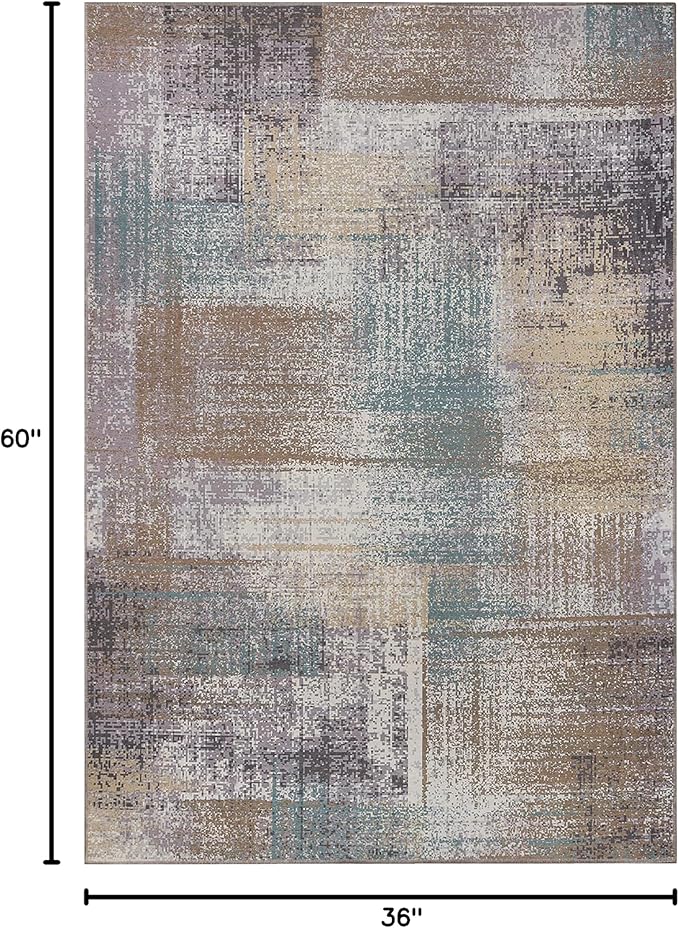 Superior Modern Abstract Washable Rug, Non-Skid Backing, Pet & Kid Friendly, Easy Care, Non-Slip Rugs for Entry, Living Room, Kitchen, Bedroom, Low Pile Area Rug, Ara Collection, 3' x 5', Taupe