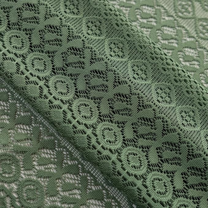 Sutuo Home Green Door Curtains 2 Panels for Doorway Glass & Sidelights, French Country Handmade Tassels Vintage Chic Privacy Drapes Xmas Olive Boho Curtains for Front Door, Rod Pocket 25" W x 40" L