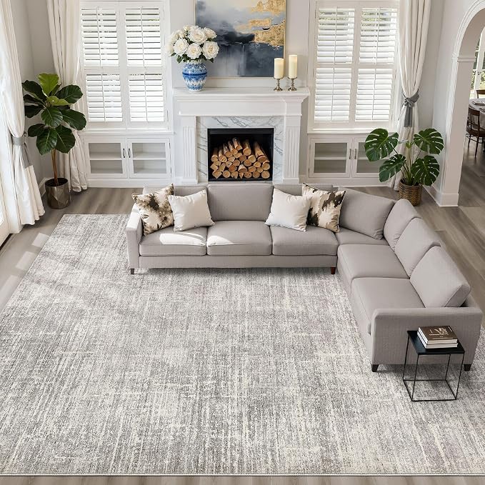 LOONGRUG 12x15 Abstract Gray Brown Rug