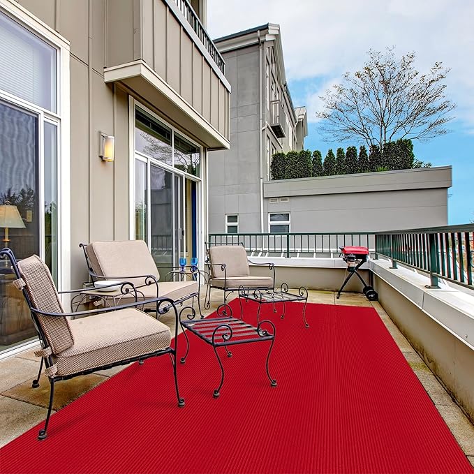 Ottomanson 3'11" x 12' Hallway Runner with Scraper Pile - Extra Durable Non-Slip Rug Mat for Indoor & Outdoor Use - Ideal for Kitchen, Entryway & Garage - High-Traffic Carpet, Red
