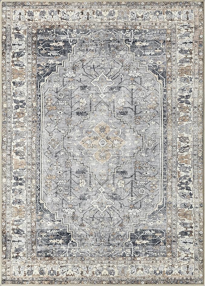 Keen Home Design 3x5 Rug - Machine Washable Entry Rug with Non-Slip Backing, Ideal for Enteryway, Kitchen, Bathroom, Laundry Room - Vintage, Easy Clean, Durable, Low Pile Rug - (3' x 5')