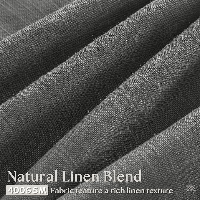 TWODRAPES Dark Grey 80 Inch Pinch Pleated Linen Curtains 2 Panel Set for Living Room Thick Linen Drapes 80 Inches Long Pinch Pleat Drapes Semi Sheer Curtain for Dining Bedroom Office Charcoal Gray
