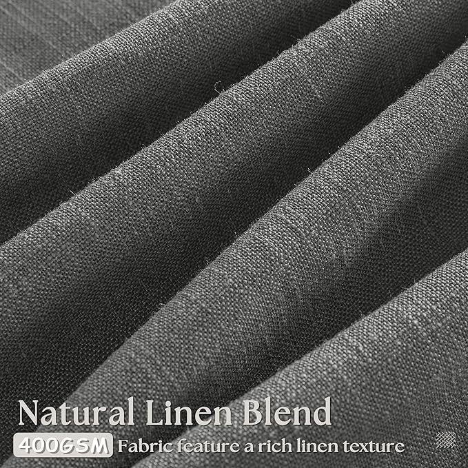 Charcoal Grey Pinch Pleated Linen Curtains 108 Inches Long for Living Room 2 Panels Set Flax Double Pleated Drapes Back Tab Farmhouse Neutral Ceiling Floor 108 Inch Window Curtains Bedroom Dark Grey