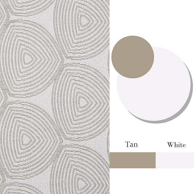 Randall Tan Geometric Pattern Curtains 95 Inch Length 2 Panels Set for Living Room 90% Blackout Back Tab and Rod Pocket Elegant Neutral Farmhouse Decor Curtain for Bedroom Dinner Room 40x95