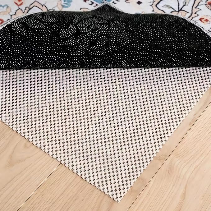 Non Slip Rug Pad Gripper for Hardwood Floors, 5x7 FT Anti Slide Rug Underlay, Eco Safe Odor Free, Cushioned Floor Protector, Cut-to-Size Multi-Purpose Pad