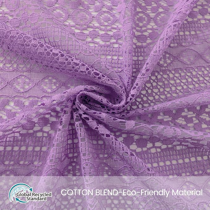 WAZZIO Boho Lace Curtains 84 Inches 2 Panel,Light Filtering Privacy Tassel & Geometry Crochet Semi Sheer Curtain Drapes for Bedroom Living Dining Room,Rod Pocket & Tassel,Lavender Purple
