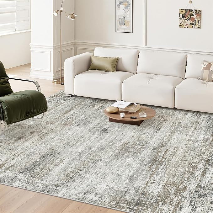 zesthome Area Rugs 6x9 Living Room, Washable Rug Large Modern Abstract Rugs Neutral Rug Stain Resistant Indoor Carpet for Bedroom Kitchen Dining Room Nursery Home Office (Green Grey,6'x9')